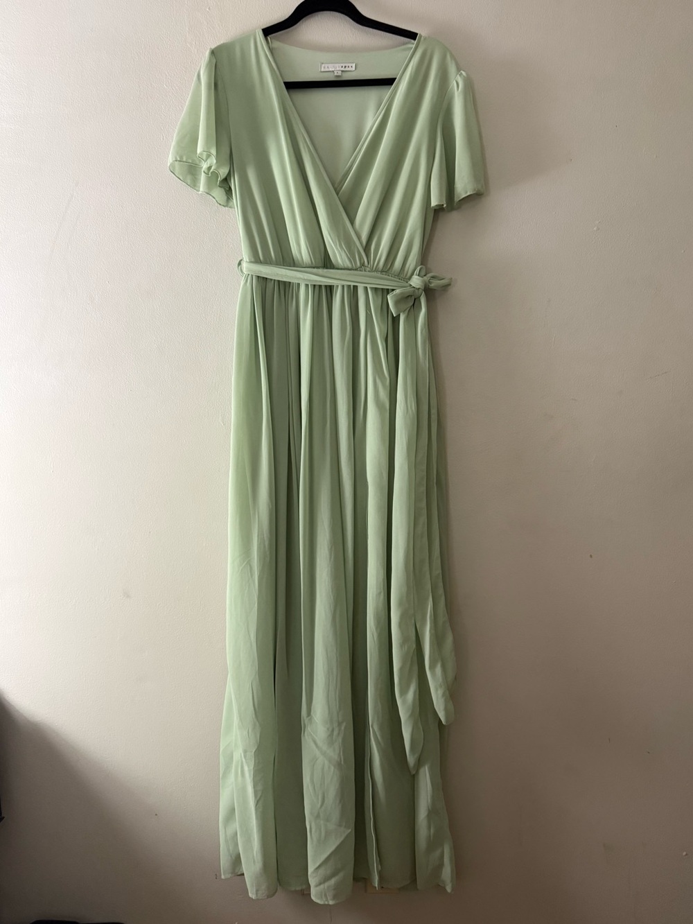 Baltic Born Sage Green Wrap Maxi Dress Flutter Sleeves DM1963 L - Picture 2 of 8